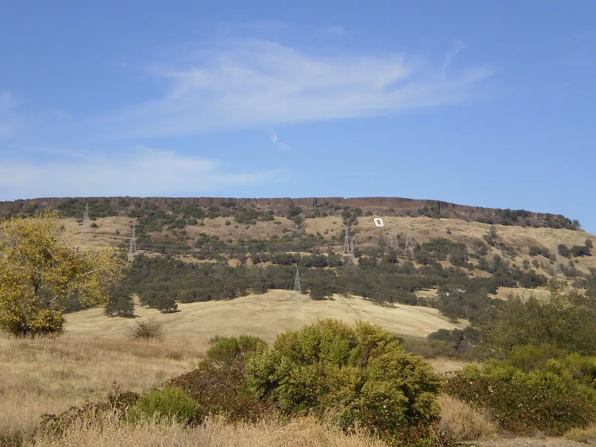 Table Mountain and dry grassland marking the edge of the Butte County valley floor